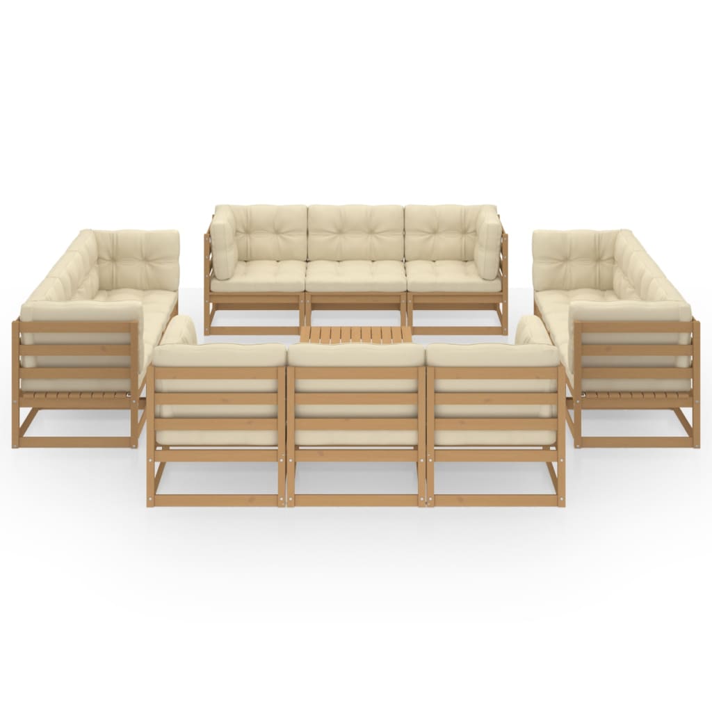 

vidaXL 13-delige Loungeset met kussens massief grenenhout