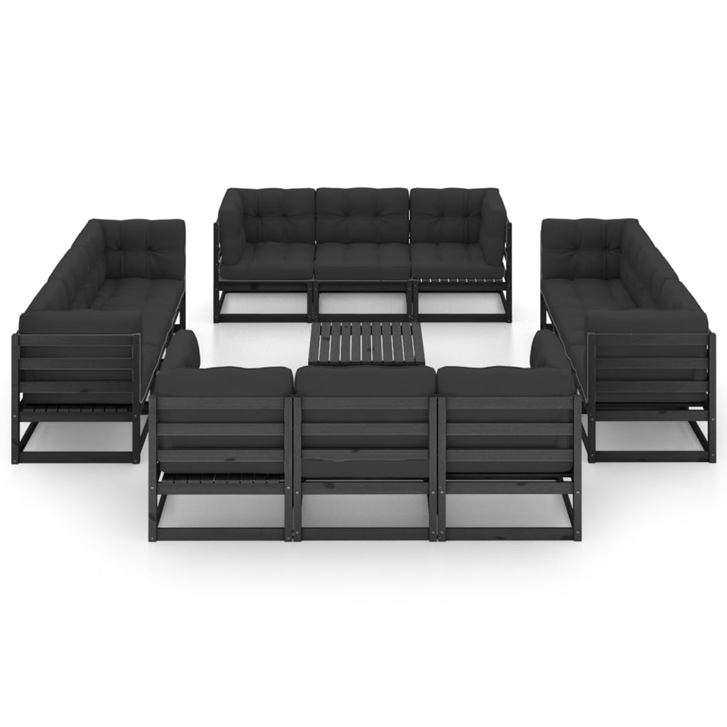 vidaXL 13-delige Loungeset met kussens massief grenenhout afbeelding