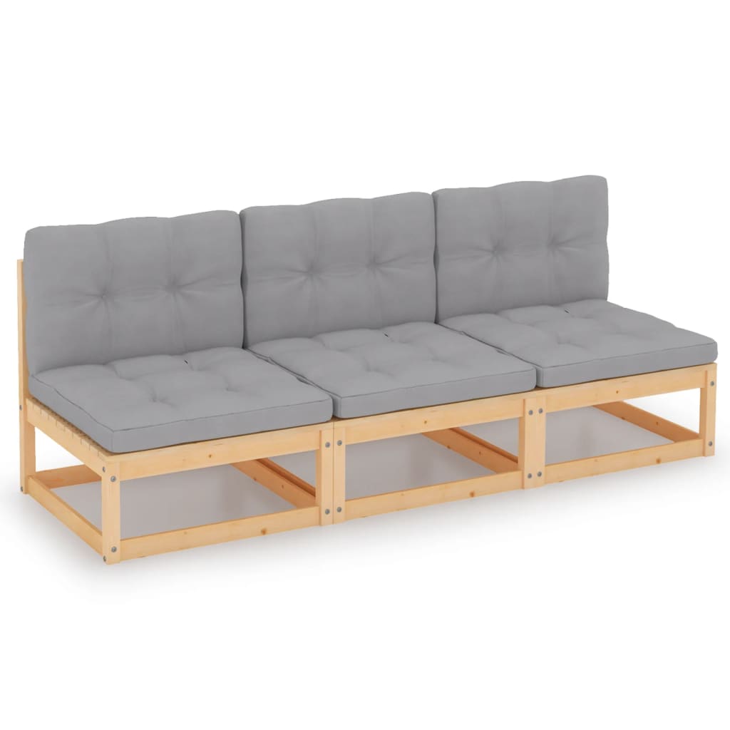 vidaXL 3-osobowa sofa z poduszkami, lite drewno sosnowe