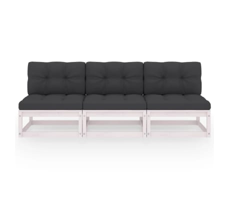 vidaXL Canap&eacute; 3 places avec coussins Bois de pin massif