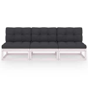 vidaXL Canap&eacute; 3 places avec coussins Bois de pin massif