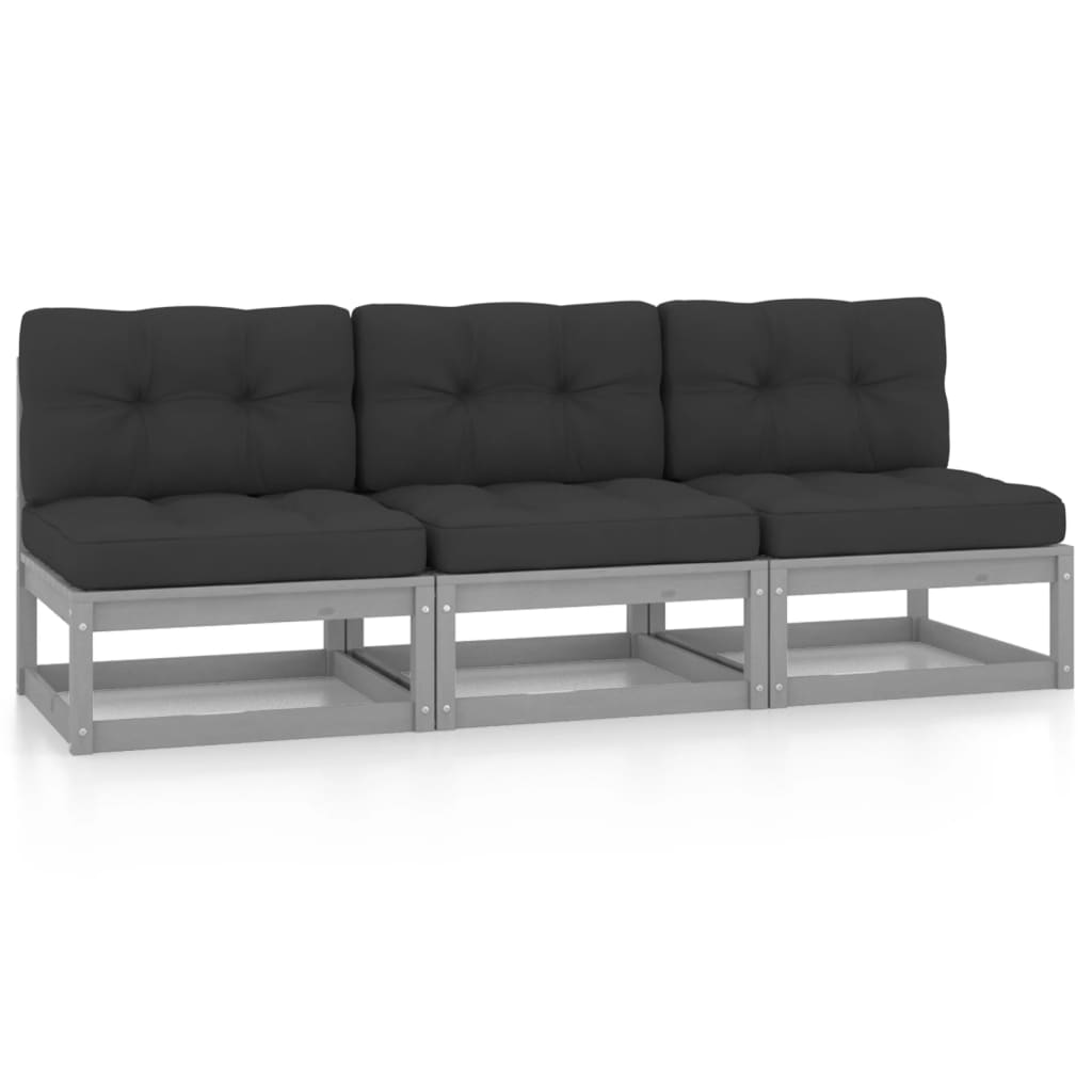 3-Sitzer-Sofa mit Kissen Kiefer Massivholz | Stepinfit
