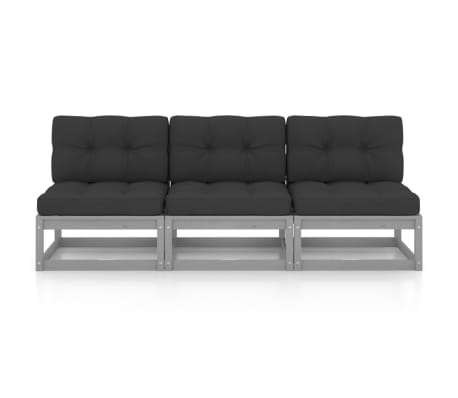 vidaXL 3-Sitzer-Sofa mit Kissen Kiefer Massivholz
