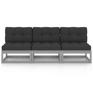 vidaXL 3-Sitzer-Sofa mit Kissen Kiefer Massivholz