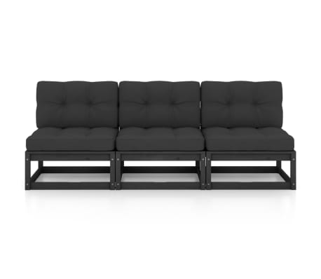 vidaXL 3-Sitzer-Sofa mit Kissen Kiefer Massivholz