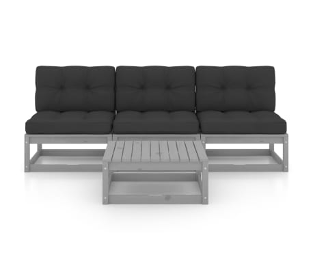 vidaXL 4-tlg. Garten-Lounge-Set mit Kissen Kiefer Massivholz