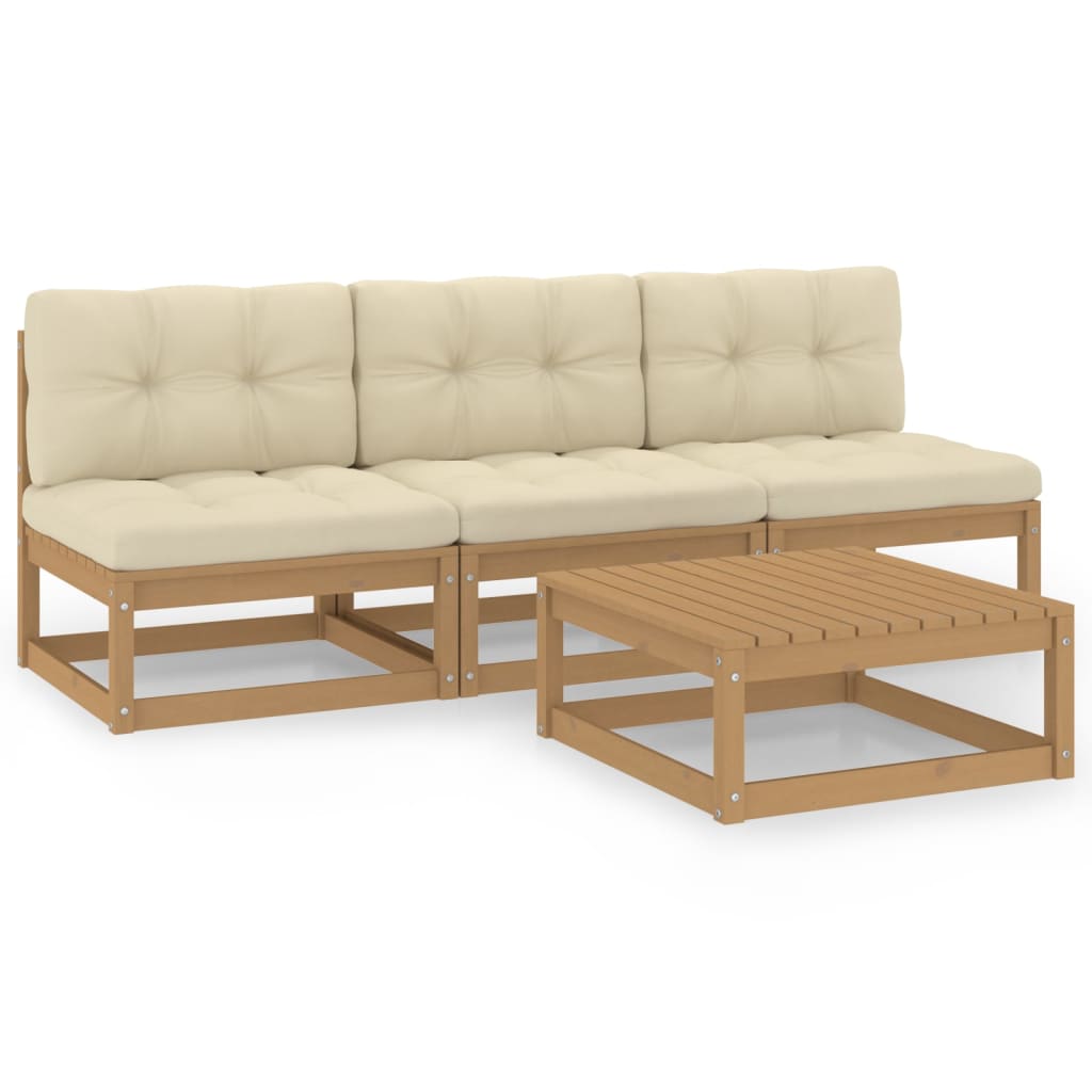 vidaXL 4-tlg. Garten-Lounge-Set mit Kissen Kiefer Massivholz