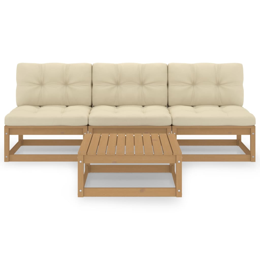 

vidaXL 4-delige Loungeset met kussens massief grenenhout