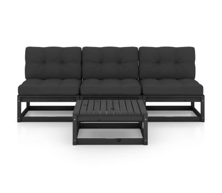 vidaXL Salon de jardin 4 pcs avec coussins Bois de pin massif