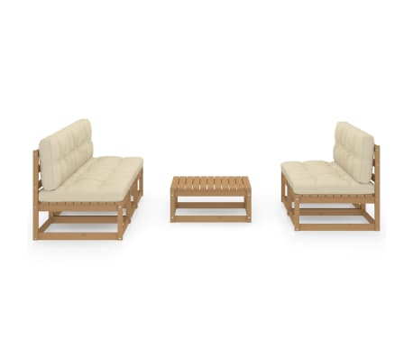 vidaXL 6-dijelna vrtna garnitura od masivne borovine s jastucima