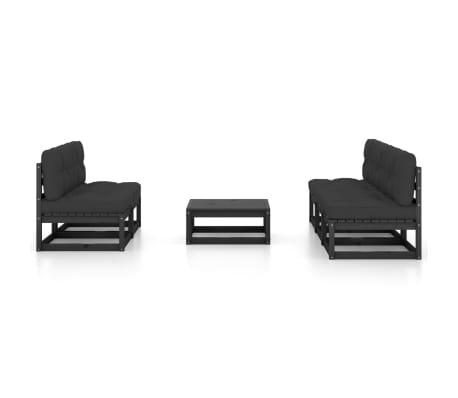 vidaXL 6 r&eacute;szes t&ouml;m&ouml;r fenyőfa kerti &uuml;lőgarnit&uacute;ra p&aacute;rn&aacute;kkal