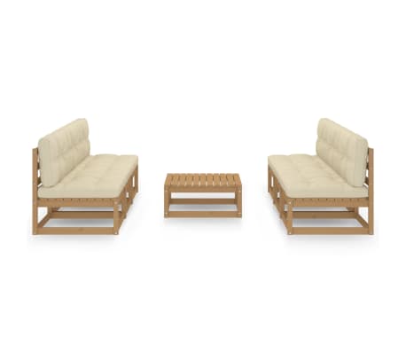 vidaXL Salon de jardin 7 pcs avec coussins Bois de pin massif