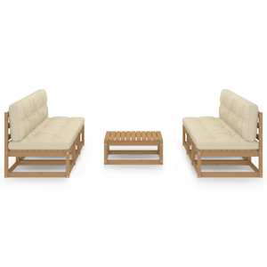 vidaXL Salon de jardin 7 pcs avec coussins Bois de pin massif