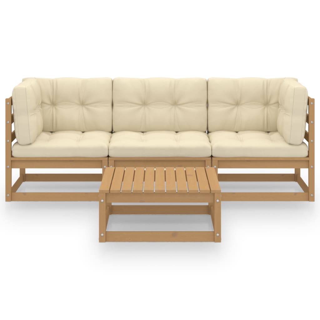 

vidaXL 4-delige Loungeset met kussens massief grenenhout