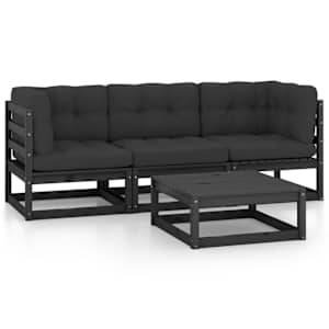 Vrtna sedežna garnitura 4-delna z blazinami trdna borovina