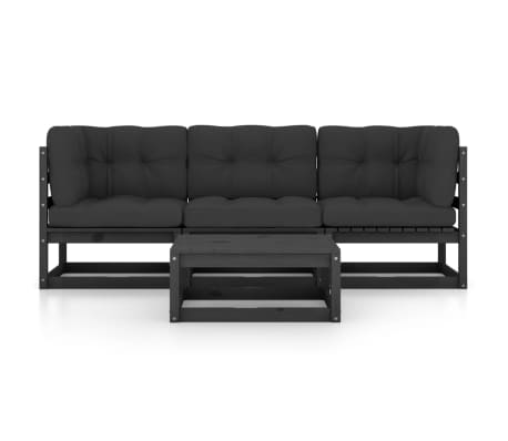 vidaXL 4-tlg. Garten-Lounge-Set mit Kissen Kiefer Massivholz