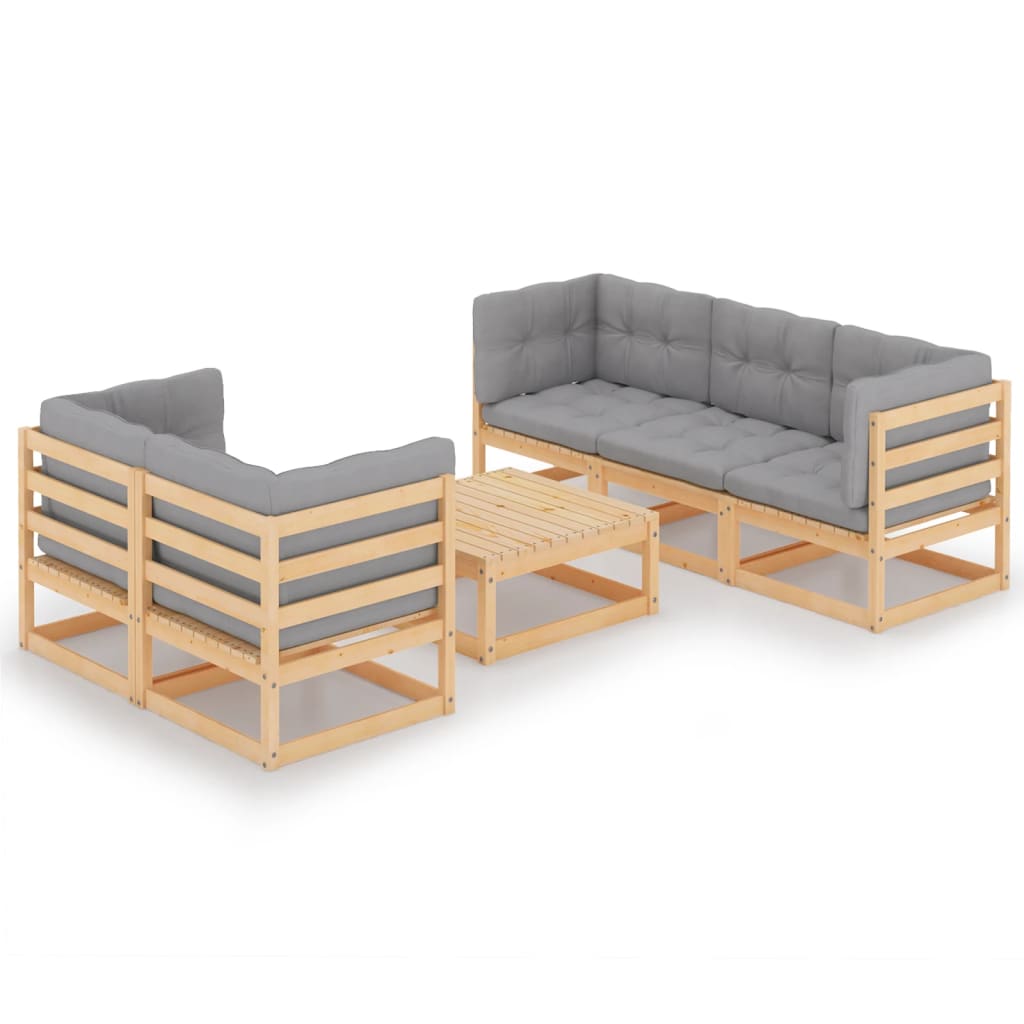 vidaXL 6-tlg. Garten-Lounge-Set mit Kissen Kiefer Massivholz