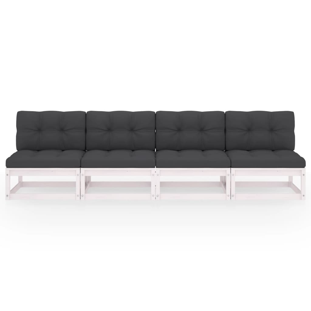 Sofa ogrodowa 4-osobowa, biała, z poduszkami, 70x70x67 cm