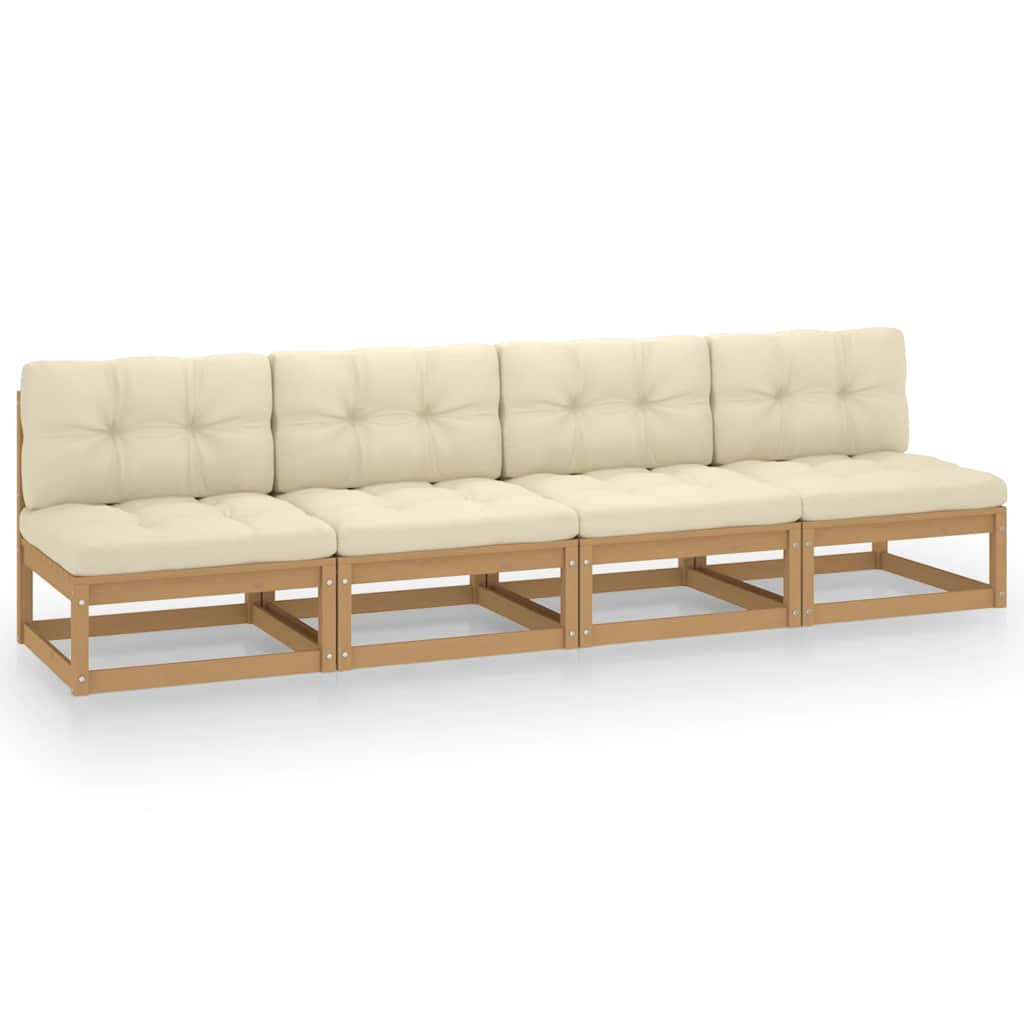 vidaXL 4-Sitzer-Gartensofa mit Kissen Kiefer Massivholz