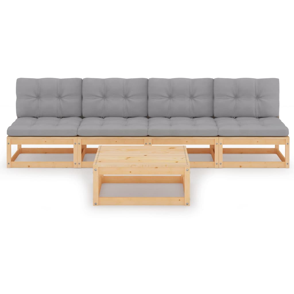 

vidaXL 5-delige Loungeset met kussens massief grenenhout