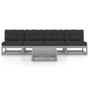 vidaXL Sodo komplektas su pagalvėlėmis, 5 dalių, pu&scaron;ies masyvas