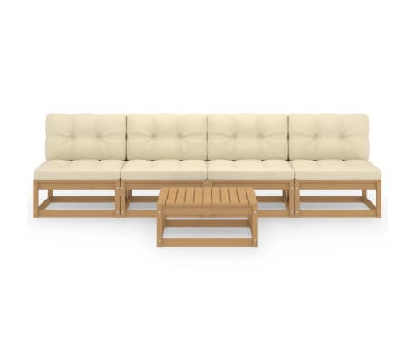 vidaXL Salon de jardin 5 pcs avec coussins Bois de pin massif