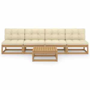 vidaXL Salon de jardin 5 pcs avec coussins Bois de pin massif