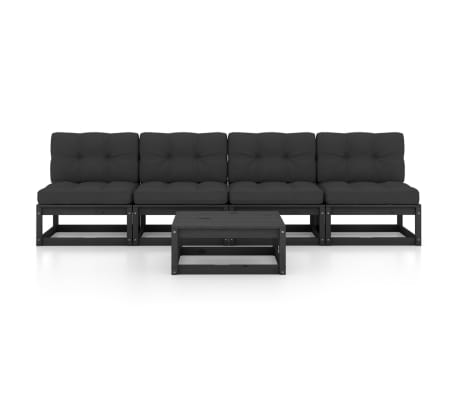 vidaXL Salon de jardin 5 pcs avec coussins Bois de pin massif