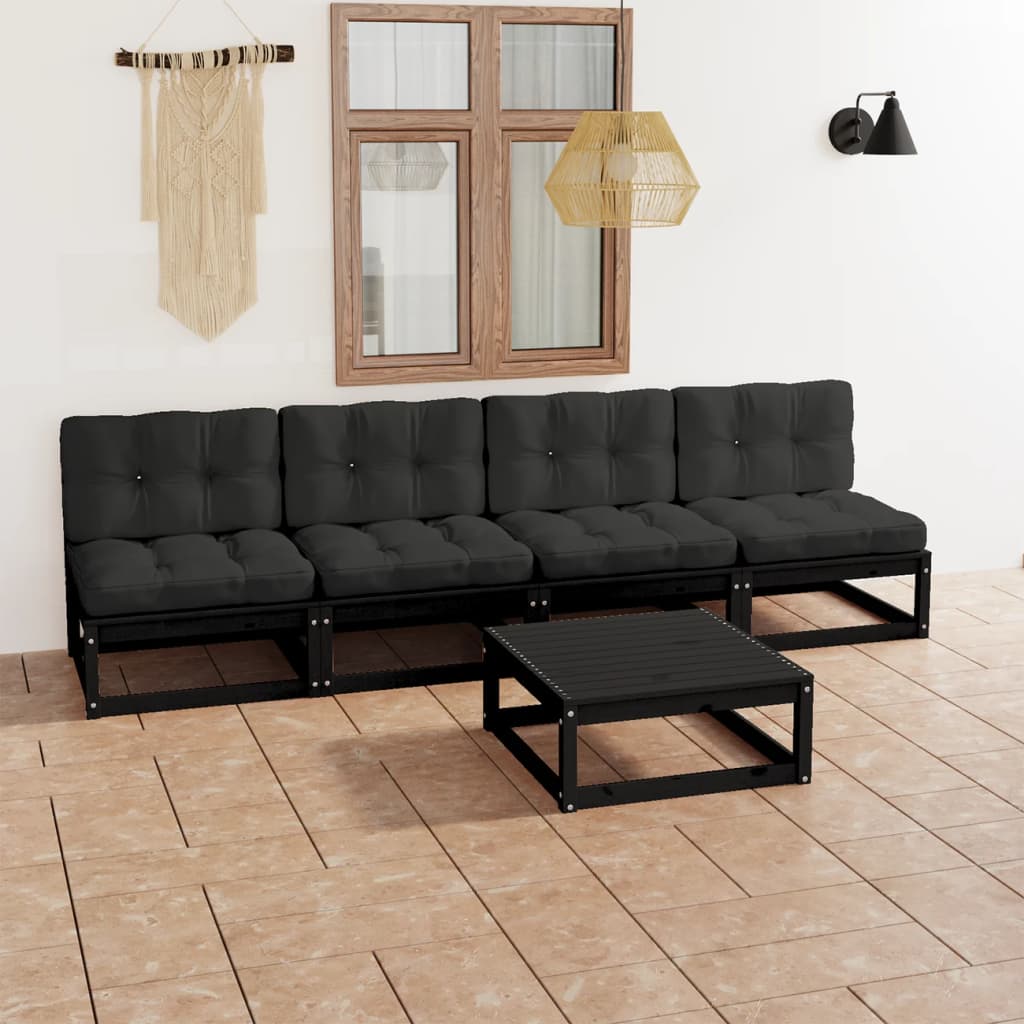 vidaXL 5-tlg. Garten-Lounge-Set mit Kissen Massivholz Kiefer