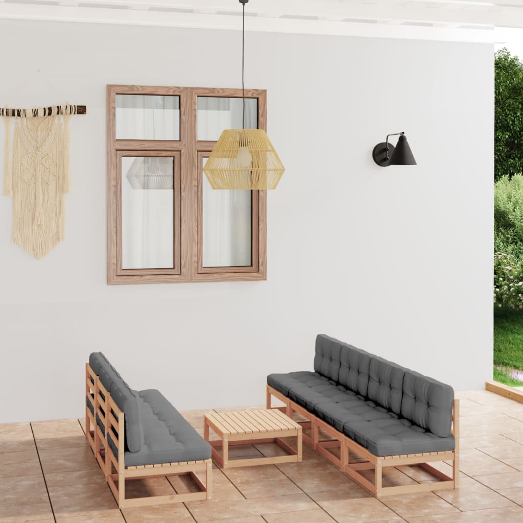 vidaXL 8-tlg. Garten-Lounge-Set mit Kissen Kiefer Massivholz