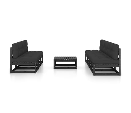 vidaXL 8 pcs conjunto longue de jardim c/ almofad&otilde;es pinho maci&ccedil;o