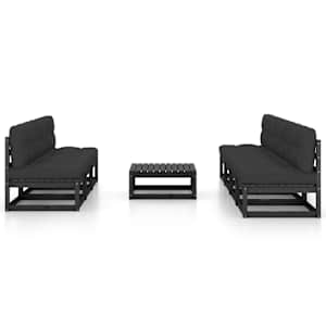 vidaXL 8 pcs conjunto longue de jardim c/ almofad&otilde;es pinho maci&ccedil;o