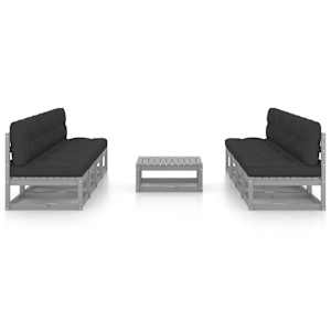 vidaXL Sodo komplektas su pagalvėlėmis, 9 dalių, pu&scaron;ies masyvas