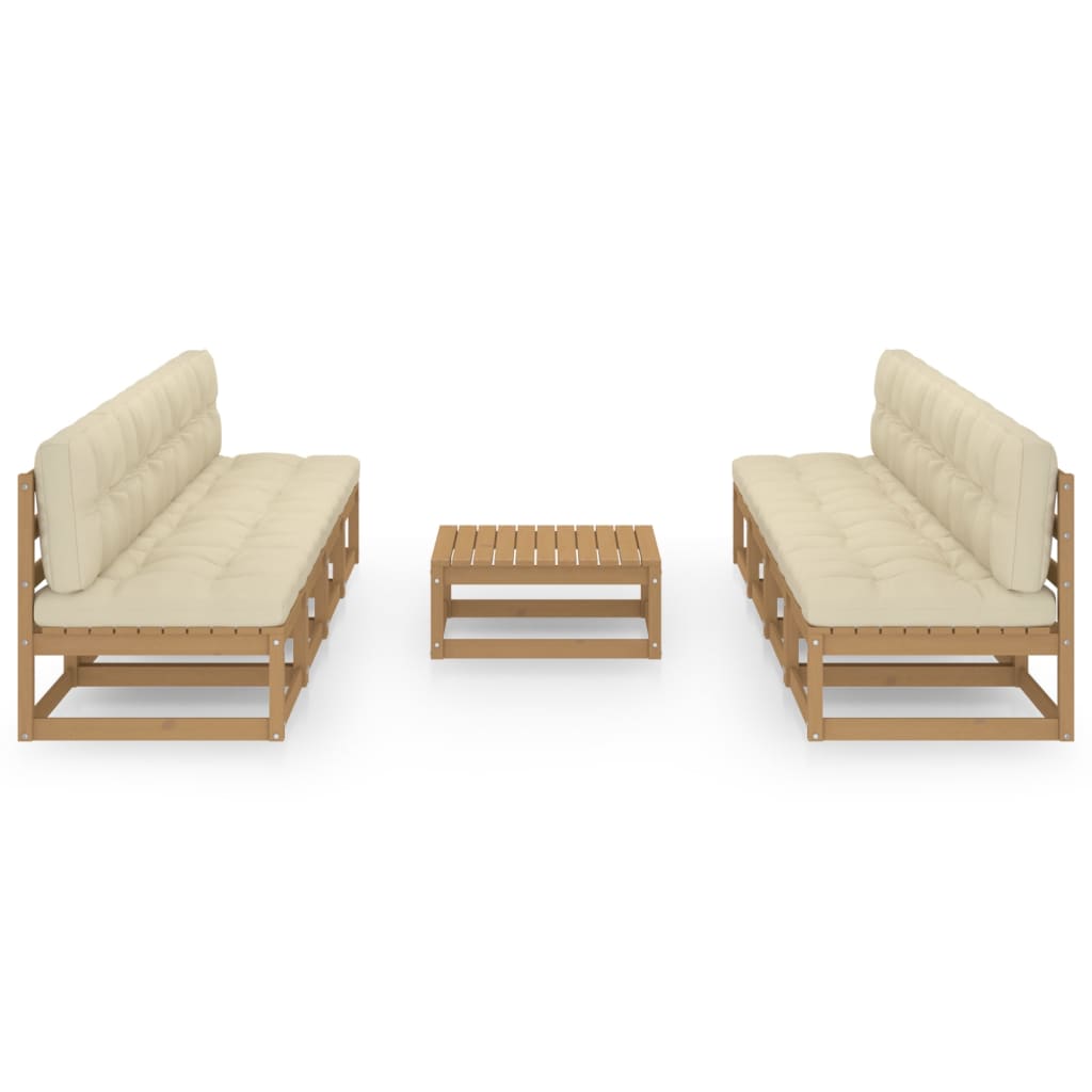vidaXL 9-delige Loungeset met kussens massief grenenhout afbeelding
