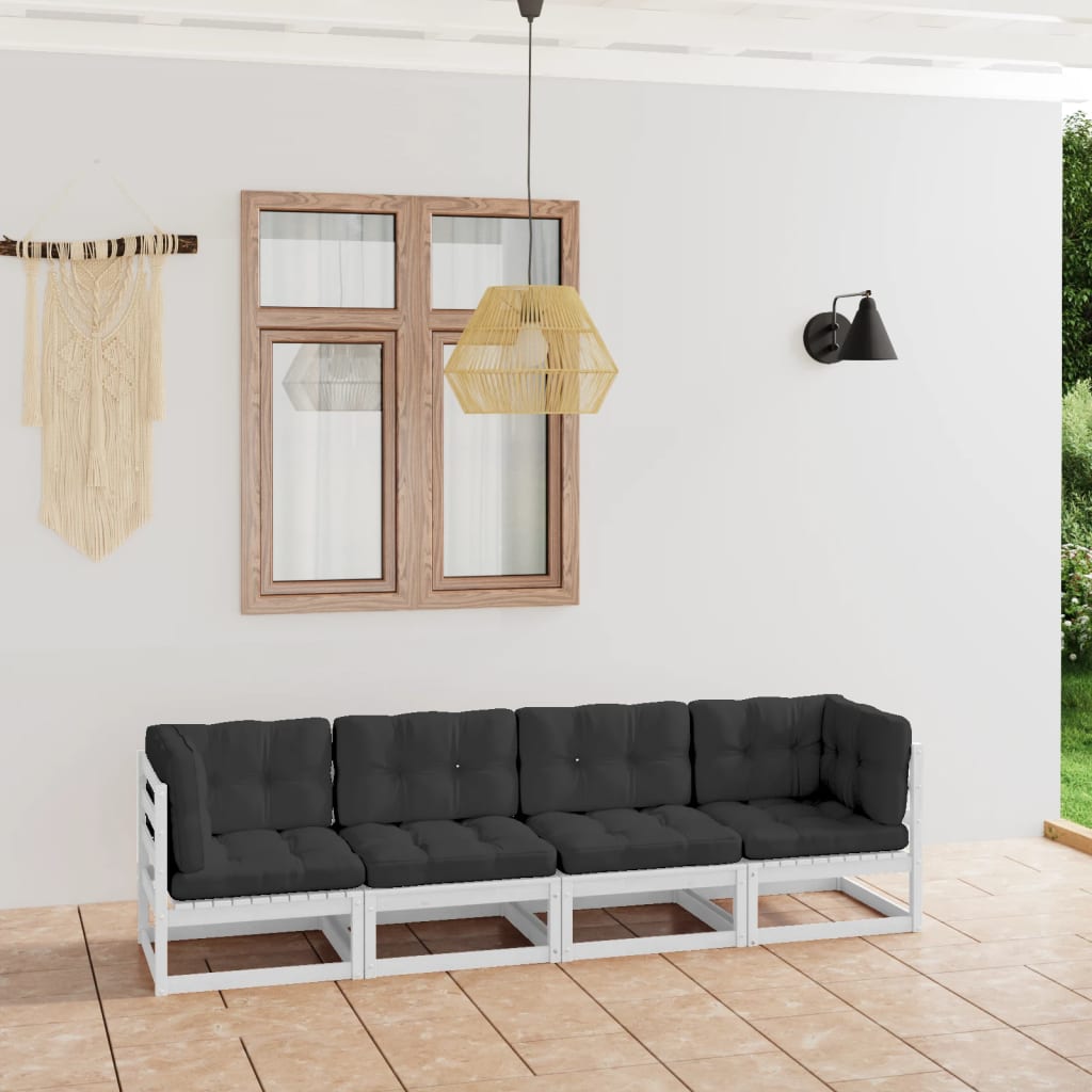 4-Sitzer-Gartensofa mit Kissen Kiefer Massivholz kaufen