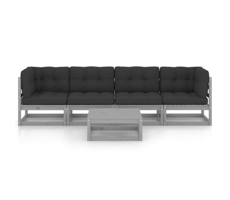 vidaXL Sodo komplektas su pagalvėlėmis, 5 dalių, pu&scaron;ies masyvas