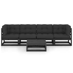 vidaXL 5-daļīgs dārza atpūtas mēbeļu komplekts ar matračiem, priede