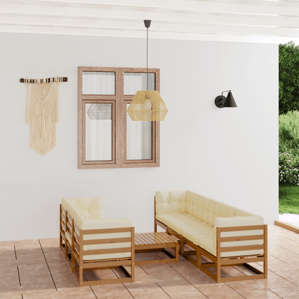 vida XL 8-tlg. Garten-Lounge-Set mit Kissen Kiefer Massivholz