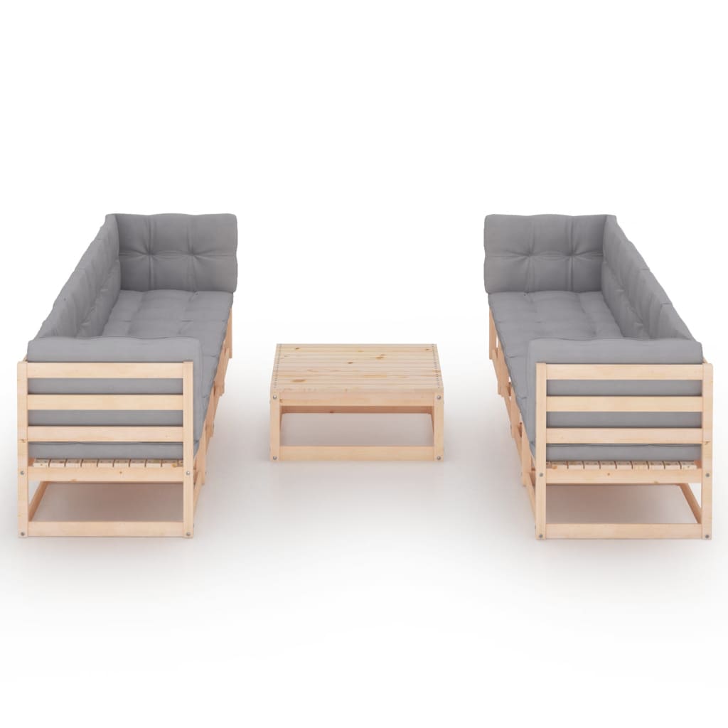 vidaXL 9-delige Loungeset met kussens massief grenenhout afbeelding