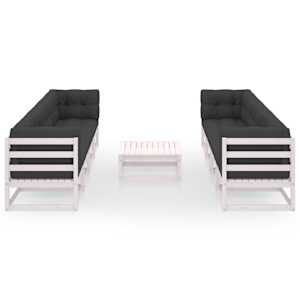 vidaXL Sodo komplektas su pagalvėlėmis, 9 dalių, pu&scaron;ies masyvas