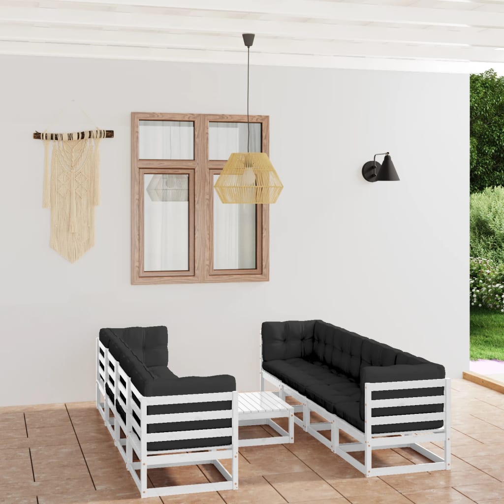 vida XL 9-tlg. Garten-Lounge-Set mit Kissen Kiefer Massivholz