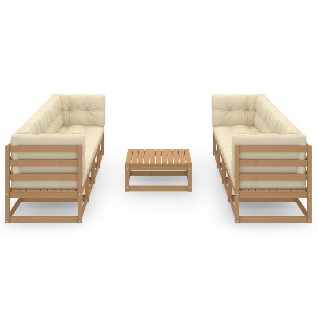 

vidaXL 9-delige Loungeset met kussens massief grenenhout
