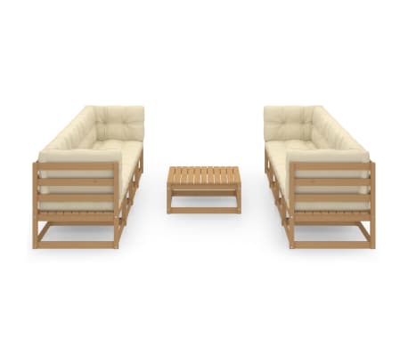 vidaXL Sodo komplektas su pagalvėlėmis, 9 dalių, pu&scaron;ies masyvas