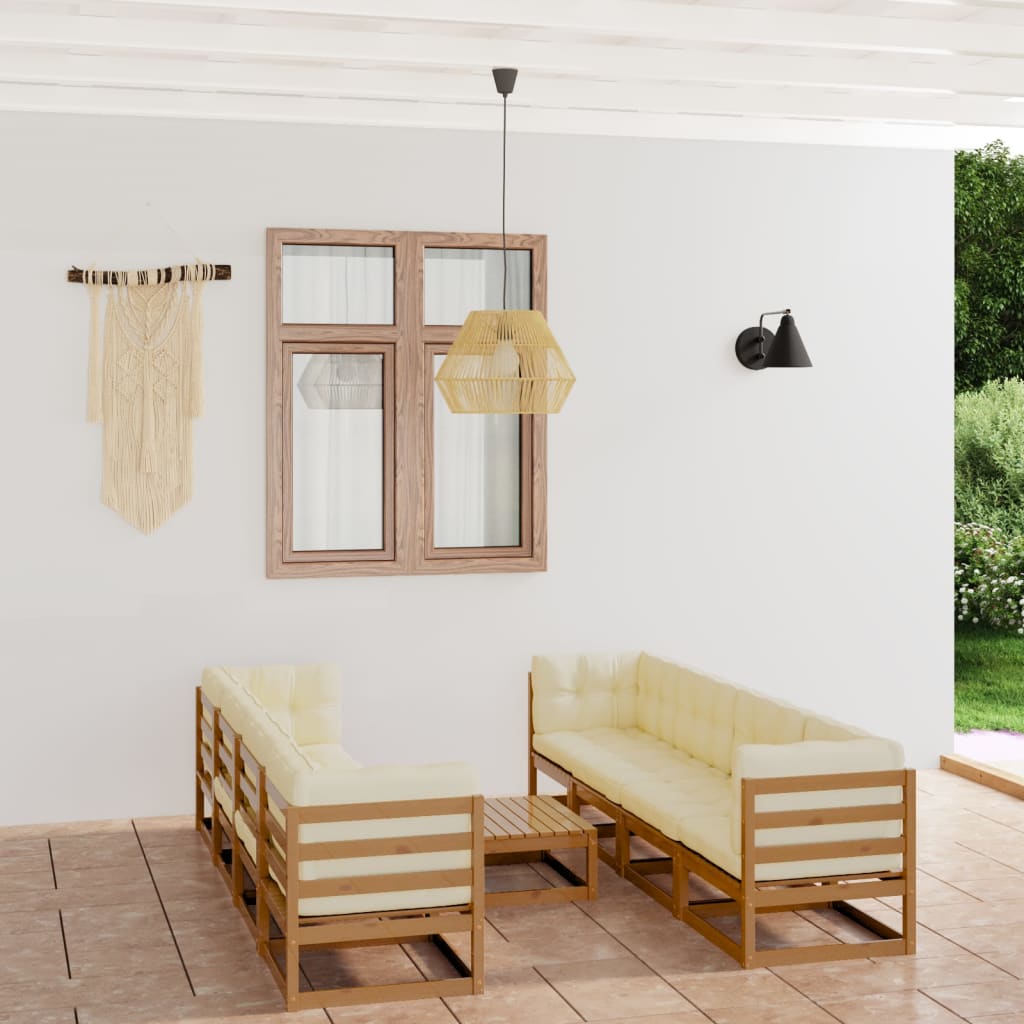 vidaXL 9-tlg. Garten-Lounge-Set mit Kissen Kiefer Massivholz