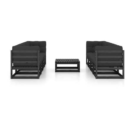 vidaXL Set mobilier grădină cu perne, 9 piese, lemn masiv pin