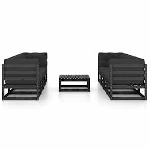vidaXL Set mobilier grădină cu perne, 9 piese, lemn masiv pin