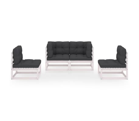 vidaXL Salon de jardin 4 pcs avec coussins Bois de pin massif