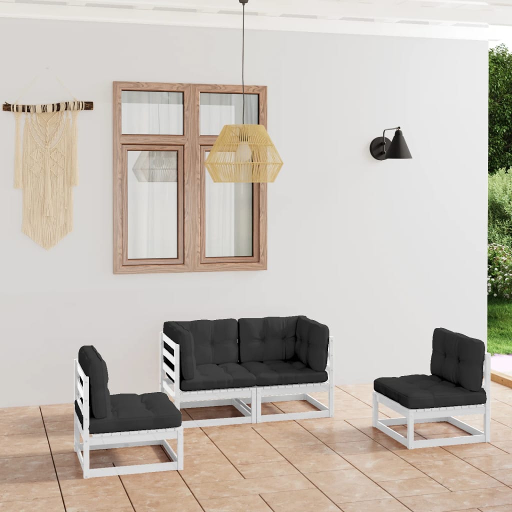 vidaXL 4-tlg. Garten-Lounge-Set mit Kissen Kiefer Massivholz