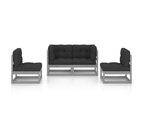 vidaXL 4-tlg. Garten-Lounge-Set mit Kissen Kiefer Massivholz