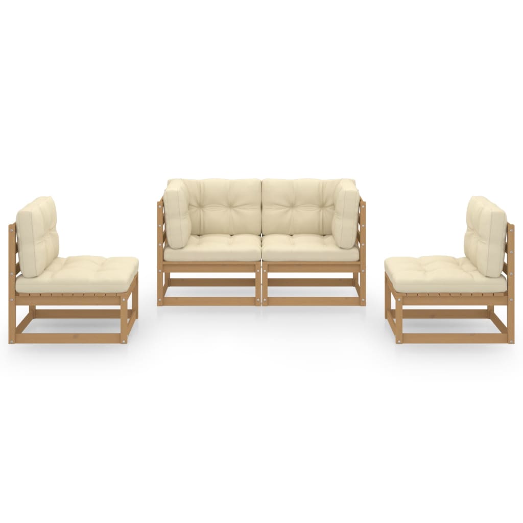 

vidaXL 4-delige Loungeset met kussens massief grenenhout